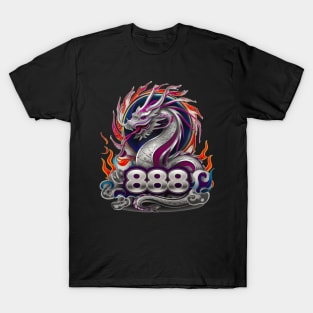 "Dragon's Ascendance: Celestial 888 Ukiyo-e" - Chinese Zodiac Dragon T-Shirt